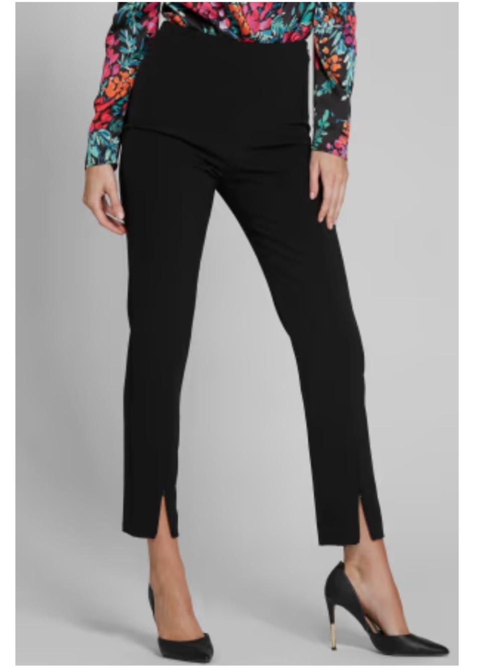 Marciano Black Slim Ankle High Waisted Pants with Front Ankle  Slits - Size XL